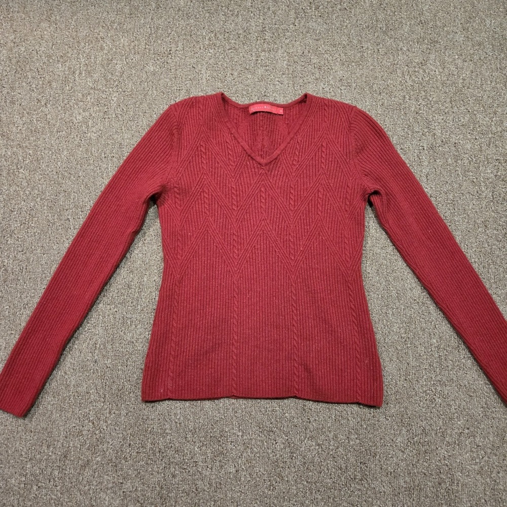 Krimson Klover Merino Wool Sweater EUC Top Pullover Red Womens Medium‎